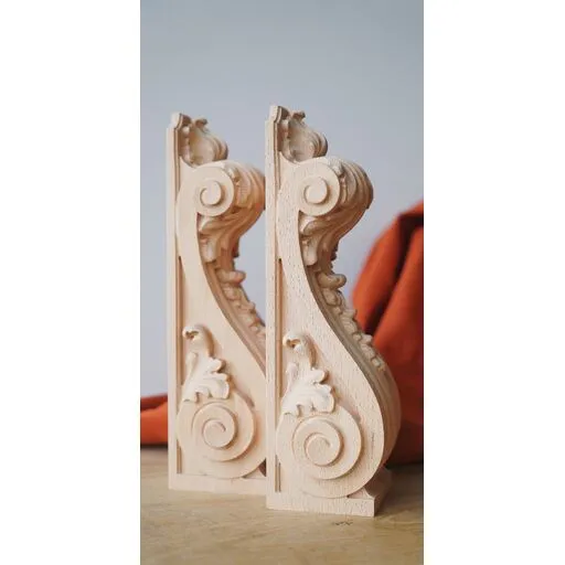 oak ornate corbel features a mesmerizing scroll design 